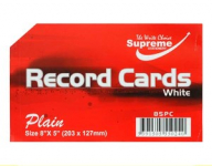 RECORD CARD 8X5 WHITE PLAIN (RC-0240)